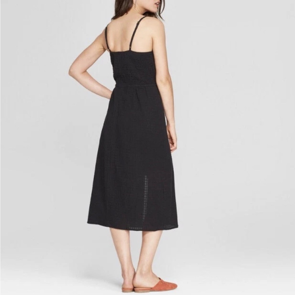 Black Midi Dress with Button Detail - Picture 5 of 9